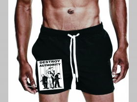 Destroy Authority - plavky s mot&iacute;vom - plavkov&eacute; p&aacute;nske kraťasy s pohodlnou gumou v p&aacute;se a &scaron;n&uacute;rkou na dotiahnutie vhodn&eacute; aj ako klasick&eacute; kraťasy na voľn&yacute; čas